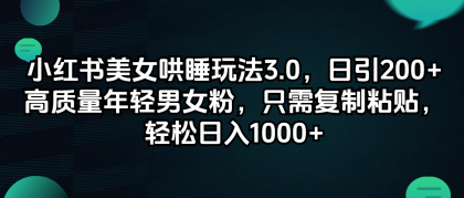 小红书美女哄睡玩法3.0，日引200+高质量年轻男女粉，只需复制粘贴 -第16张图片